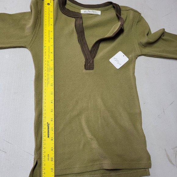 New We the Free People XS‎ Shirt Mikah Layering Cuff Thermal Top Army Combo - Picture 13 of 14